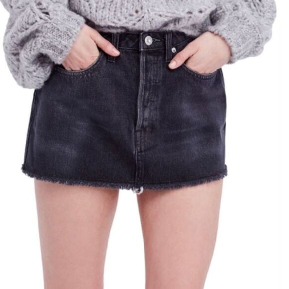 Free People Womens Denim Mini Skirt - Picture 1 of 4